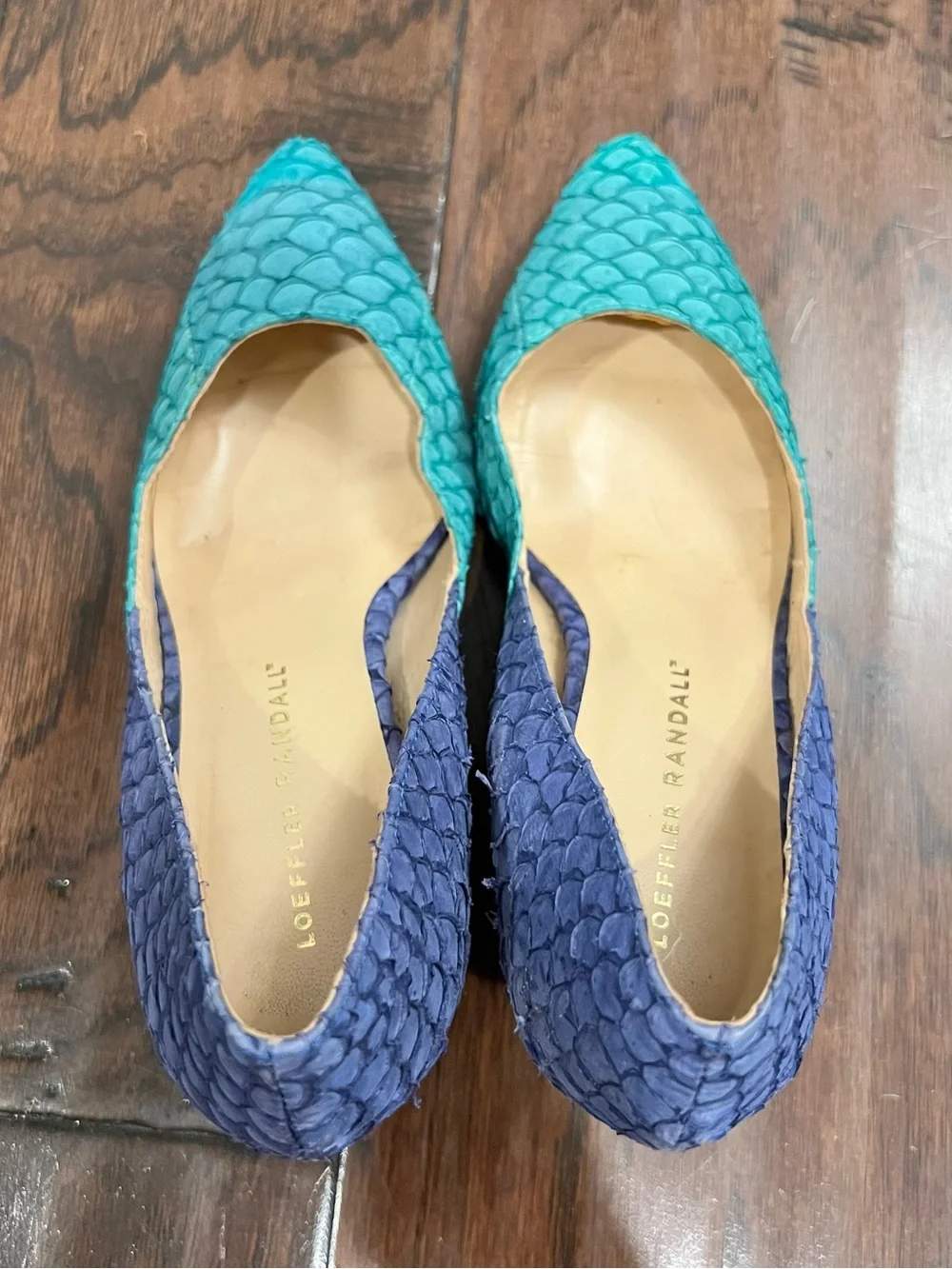 Loeffler Randall Two-Tone Pointed Pumps in Teal and Lavender